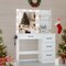 Costway Makeup Vanity Desk with Mirror and Lights Charging Station 3-Color LED Lights White/Black